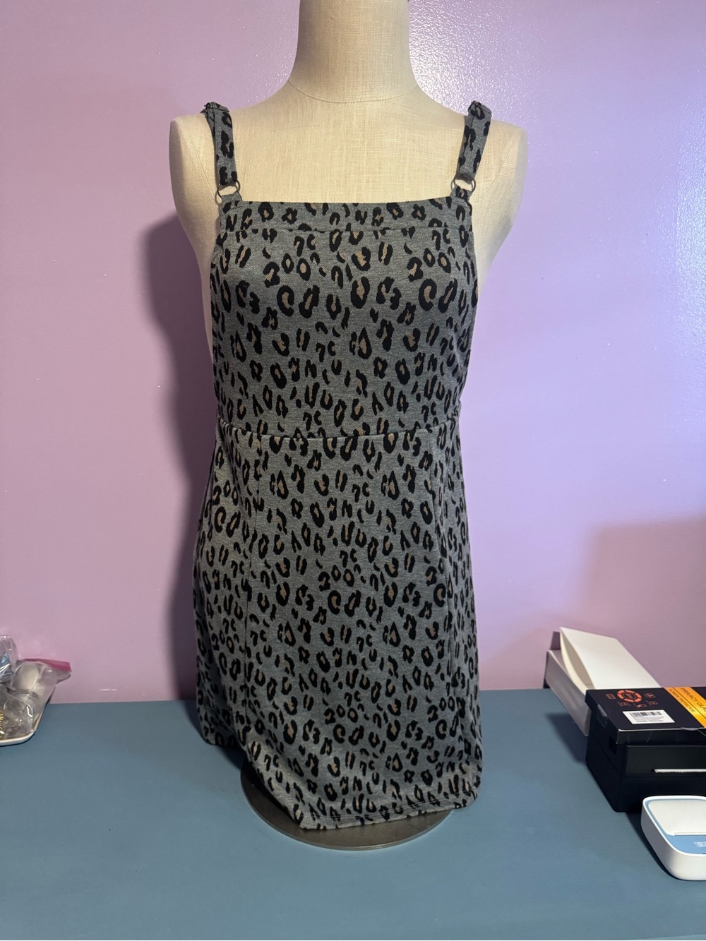 Jolt Grey and Black Leopard Print Mini Dress